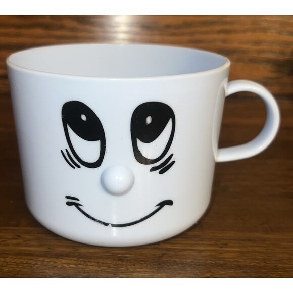 Kitschy Smiley Face Plastic Cups 1970's 3D Nose Dolce Vita - Picture 4 of 7